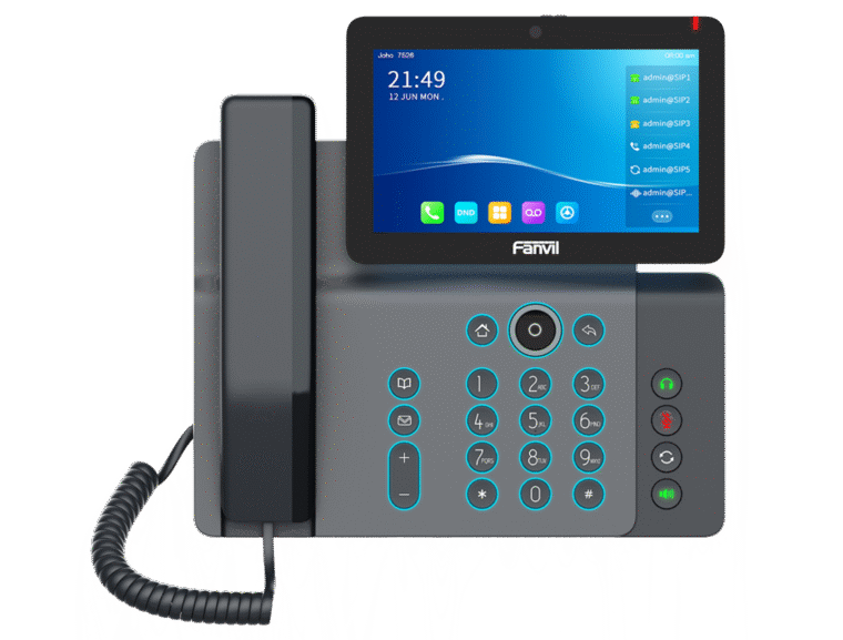 Assistenza Fanvil per videotelefono Fanvil V67 con schermo touch durante la configurazione degli account SIP